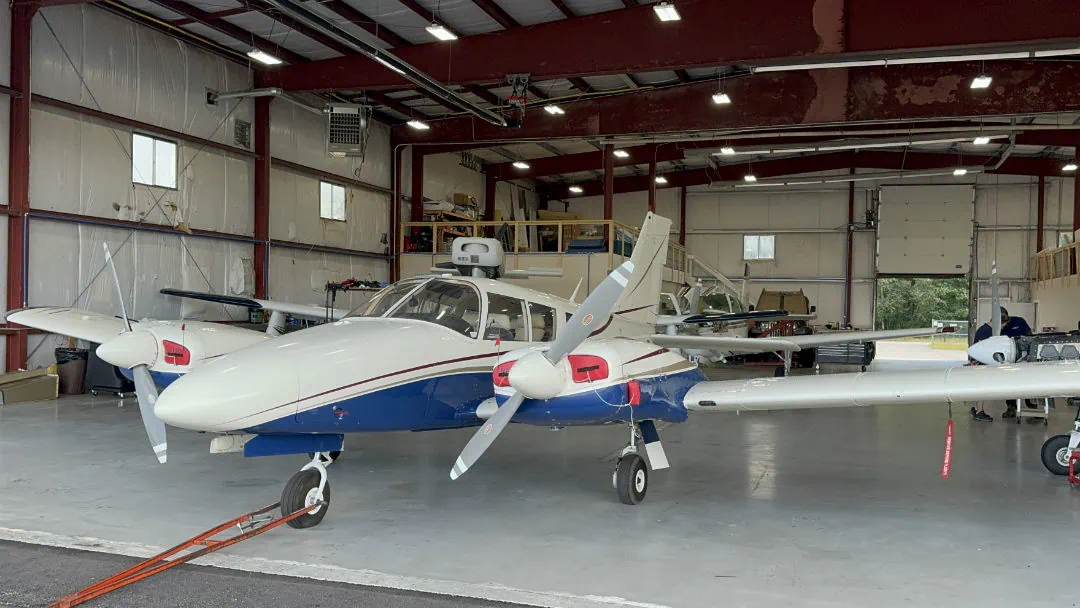 Plane inside a garage