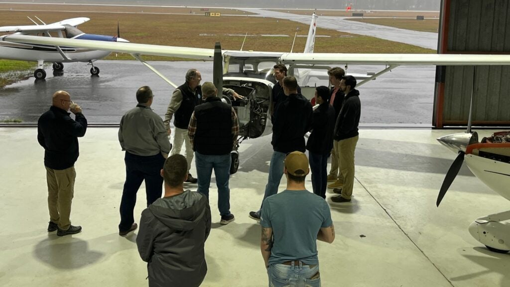 Class in a hangar at JAX AERO.
