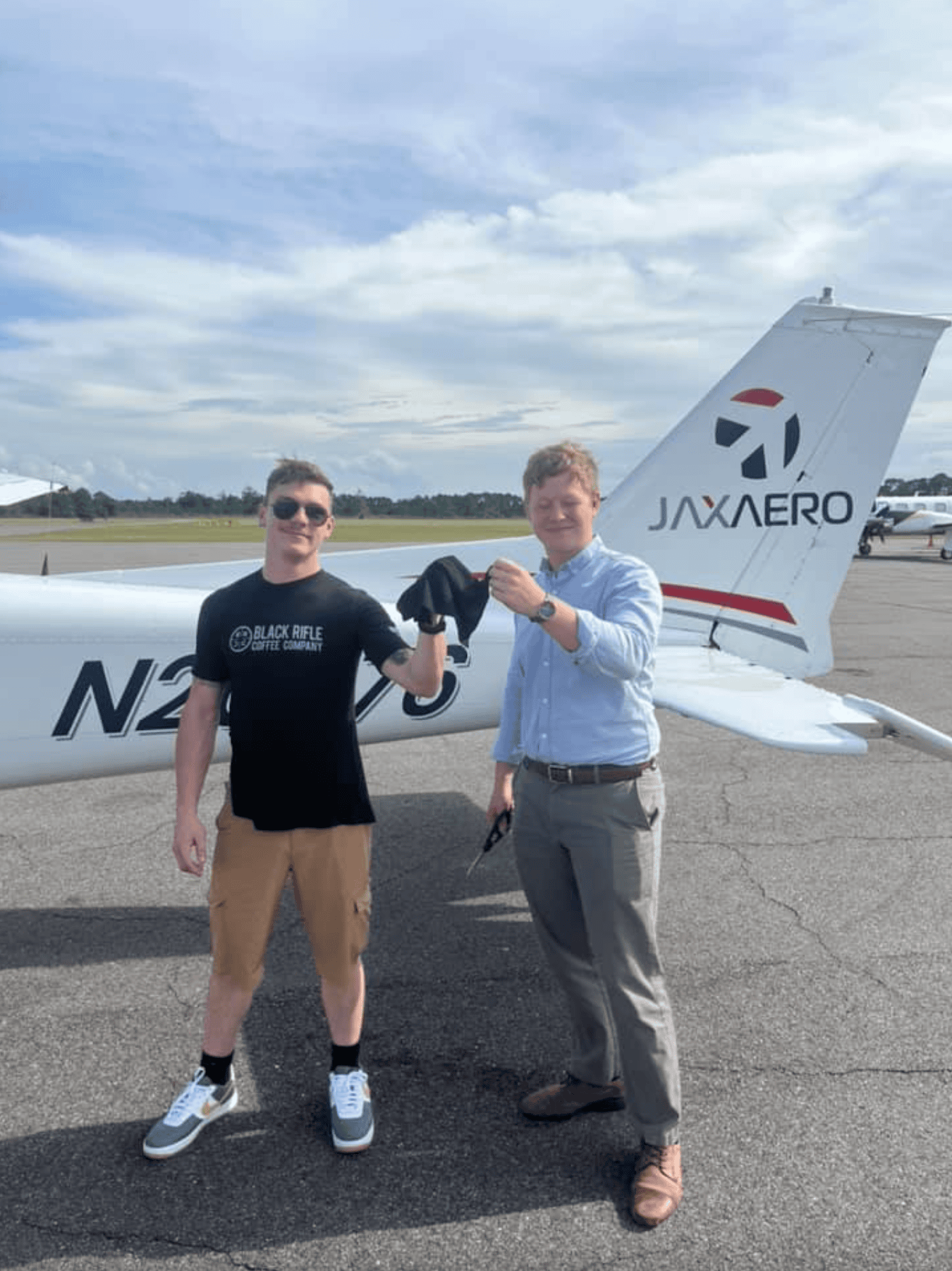 Completion of first solo flight - Kasen Woody
